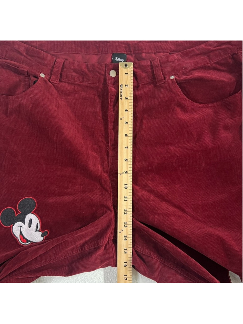 Disney Mickey Mouse Womens Embroidered Corduroy Pants Size 24 - Picture 5 of 10